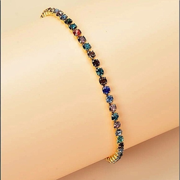 Gold Multicolor Gemstone Bracelet - Picture 2 of 7